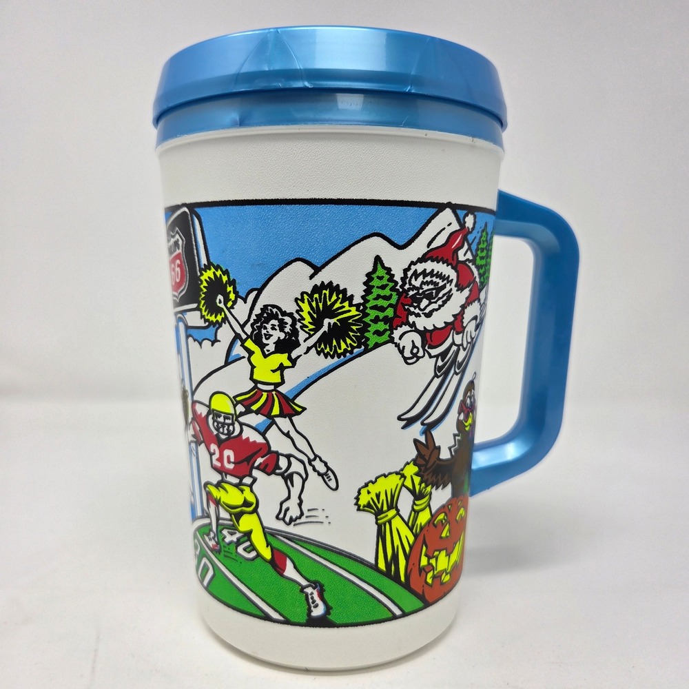 Aladdin Phillips 66 Travel Mug White Blue Vintage Sports Graphic Cup